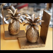 Set of 2 bookends made in gilt metal on blackened metal base 181-Pineapple set of 2