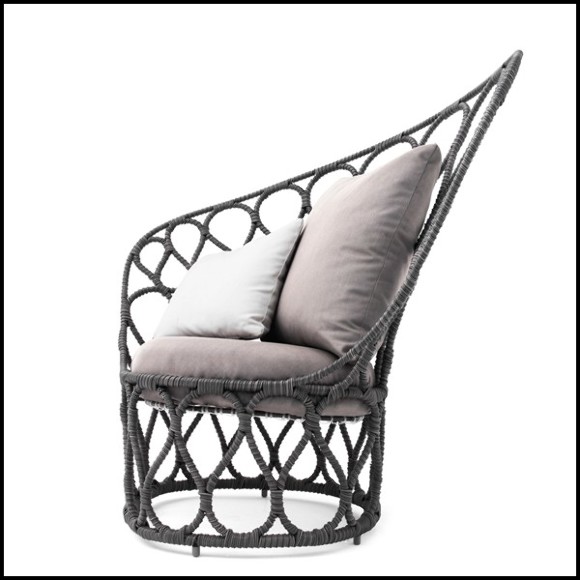 Chair with steel structure and with polyethylene canvas hand braided 178-Butterfly Wing