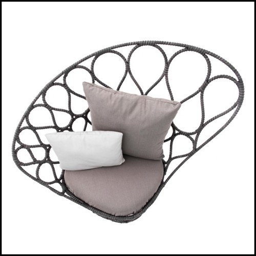 Chaise avec structure en acier et toile de polyéthylène tressée à la main 178-Butterfly Wing