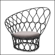 Chaise avec structure en acier et toile de polyéthylène tressée à la main 178-Butterfly Wing