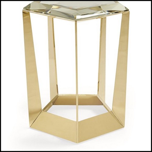 Table d'appoint avec structure en acier finition Gold 180-Diamony