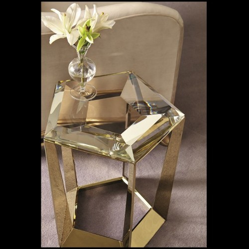 Table d'appoint avec structure en acier finition Gold 180-Diamony