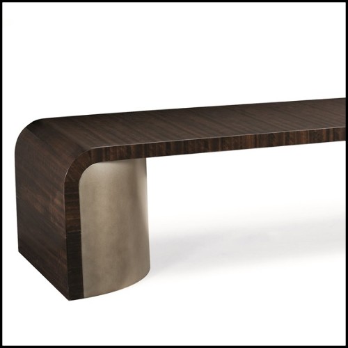 Table basse avec plateau en eucalyptus massif vernis et vieilli 180-Convex Bronze