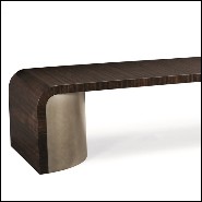 Coffee table with a solid Eucalyptus aged varnished top 180-Convex Bronze