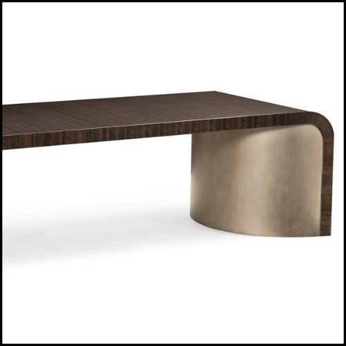 Table basse avec plateau en eucalyptus massif vernis et vieilli 180-Convex Bronze