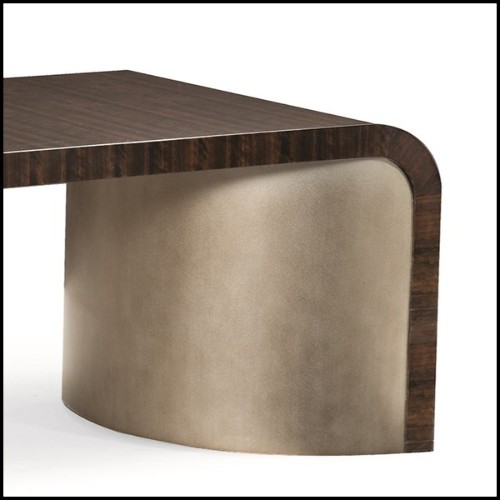 Coffee table with a solid Eucalyptus aged varnished top 180-Convex Bronze