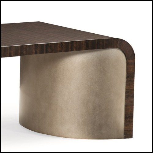 Table basse avec plateau en eucalyptus massif vernis et vieilli 180-Convex Bronze