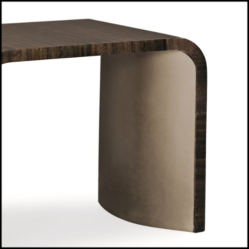 Table d'appoint avec dessus en eucalyptus massif verni 180-Convex Bronze