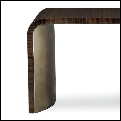 Table d'appoint avec dessus en eucalyptus massif verni 180-Convex Bronze