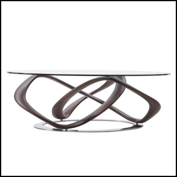 Coffee table with base in solid walnut wood on chrome-plated metal ground base 163-Limitless