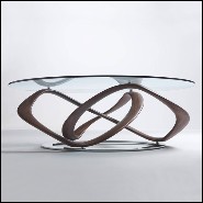 Coffee table with base in solid walnut wood on chrome-plated metal ground base 163-Limitless