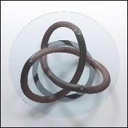 Table basse avec base en bois de noyer massif et socle en métal chromé 163-Limitless