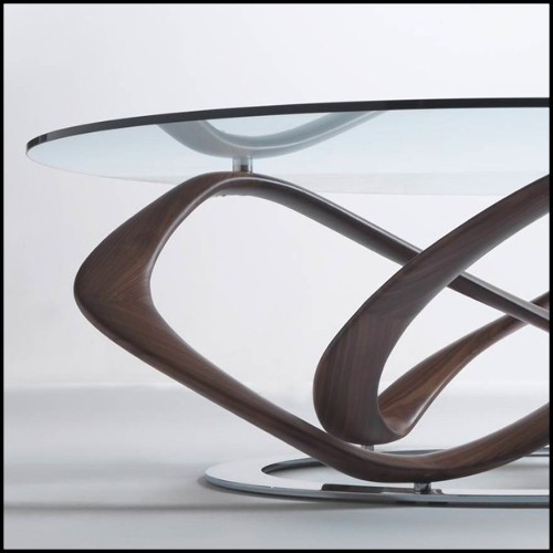 Coffee table with base in solid walnut wood on chrome-plated metal ground base 163-Limitless