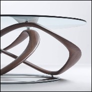 Coffee table with base in solid walnut wood on chrome-plated metal ground base 163-Limitless
