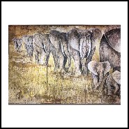 Peinture d'éléphants réalisée sur 4 toiles PC-Elephants Quadriptyque