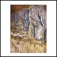 Painting of elephants made on 4 canvas PC-Elephants Quadriptyque