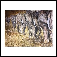 Painting of elephants made on 4 canvas PC-Elephants Quadriptyque