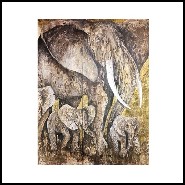 Painting of elephants made on 4 canvas PC-Elephants Quadriptyque