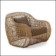 Armchair with structure in steel and natural rattan 178-Lombok Indoor outdoor