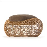 Tabouret ou repose-pieds avec structure en acier et rotin naturel 178-Lombok Indoor Outdoor