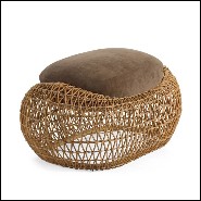 Tabouret ou repose-pieds avec structure en acier et rotin naturel 178-Lombok Indoor Outdoor