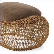 Stool or footrest with structure in steel and natural rattan 178-Lombok Indoor or outdoor