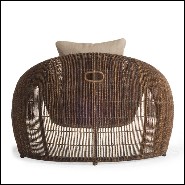Armchair Indoor or outdoor with structure in steel and natural abaca from Borneo 178-Half Moon