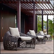 Armchair Indoor or outdoor with structure in steel and natural abaca from Borneo 178-Half Moon