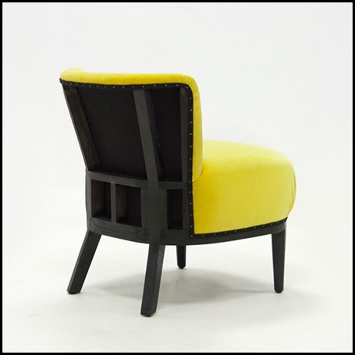Chair with structure in solid blackened tinted wood covered with yellow velvet 176-Yellow Black