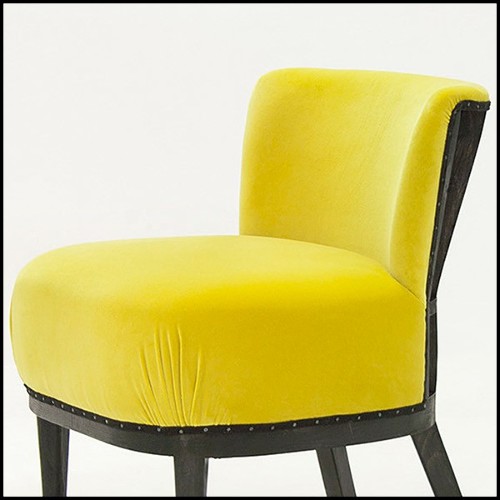 Chaise avec structure en bois teinté noirci et tissu velours jaune 176-Yellow Black
