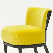 Chaise avec structure en bois teinté noirci et tissu velours jaune 176-Yellow Black