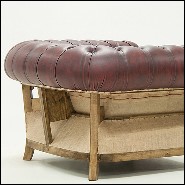 Fauteuil avec structure en bois massif finition vintage recouvert de cuir vintage rouge naturel 176-Chesterfield Raw