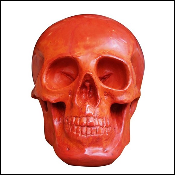 Sculpture en pâte de verre rouge fabriquée à la main PC-Red Skull