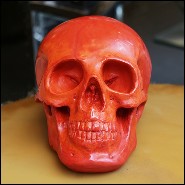 Sculpture en pâte de verre rouge fabriquée à la main PC-Red Skull