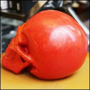 Sculpture en pâte de verre rouge fabriquée à la main PC-Red Skull