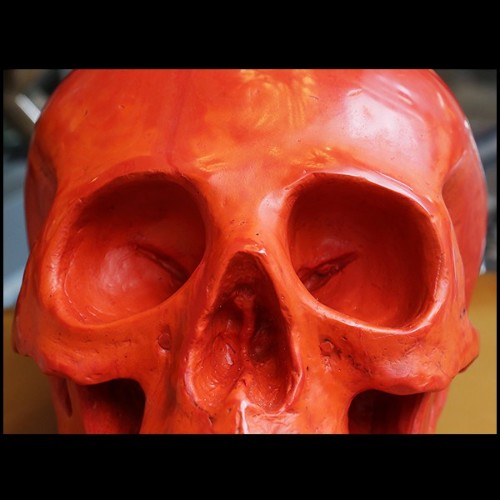 Sculpture en pâte de verre rouge fabriquée à la main PC-Red Skull