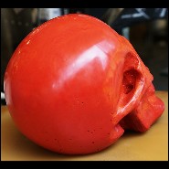 Sculpture en pâte de verre rouge fabriquée à la main PC-Red Skull