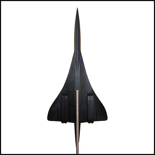Sculpture maquette à l'échelle 1/36èm en résine noir mat de l'avion supersonic Concorde PC-Concorde Black