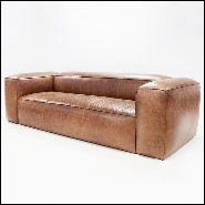 Canapé couvert avec cuir marron et structure en bois massif 176-Homeboy