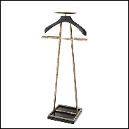 Valet porte vêtements finition laiton vintage ou nickel et cuir noir véritable 24-Hotel 2