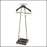 Valet porte vêtements finition laiton vintage ou nickel et cuir noir véritable 24-Hotel 2