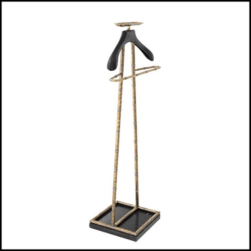Dressboy in solid brass in vintage finish or nickel finish and black leather 24-Hotel 2