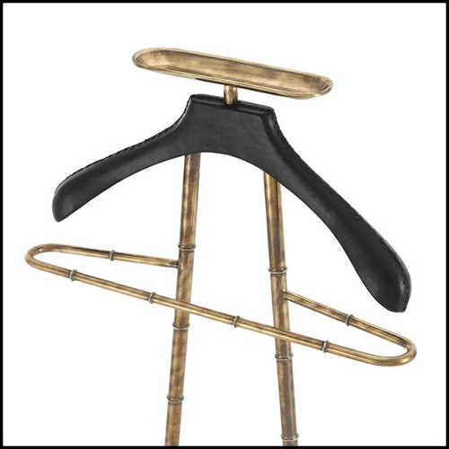 Dressboy in solid brass in vintage finish or nickel finish and black leather 24-Hotel 2