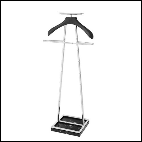 Dressboy in solid brass in vintage finish or nickel finish and black leather 24-Hotel 2