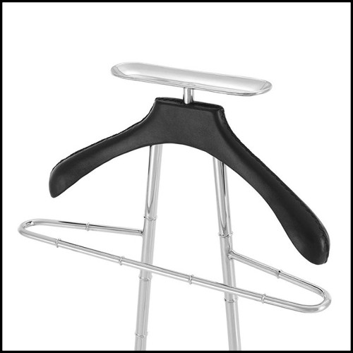 Dressboy in solid brass in vintage finish or nickel finish and black leather 24-Hotel 2