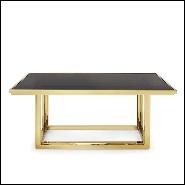Table de repas en métal finition gold et avec plateau en verre fumé noir 162-Recta