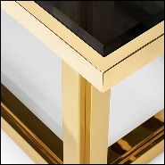Table de repas en métal finition gold et avec plateau en verre fumé noir 162-Recta