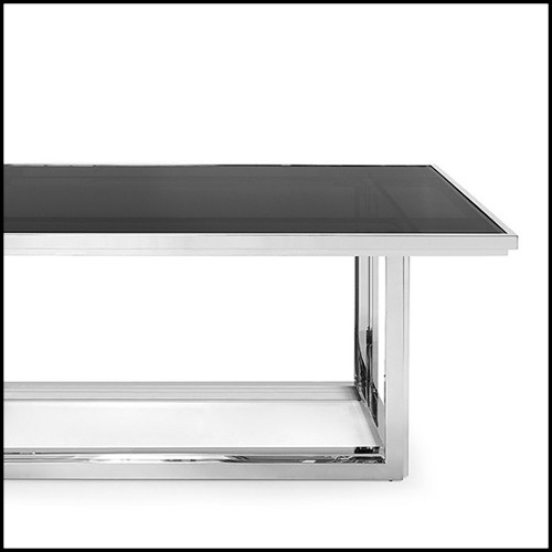 Dining table with gold finish metal structure and tempered glass top 162-Recta