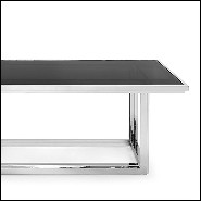 Table de repas en métal finition gold et avec plateau en verre fumé noir 162-Recta