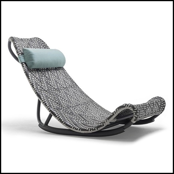 Lounger chair in hand-braided polyethylene in light grey and dark grey finish 178-Relax Lounger